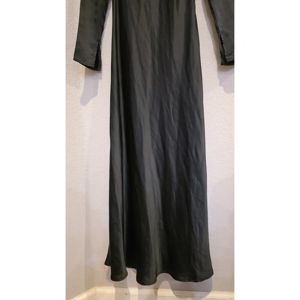 We Wore What Maxi Dress Womens M Black Long Sleeve Open Back Cowl Formal - Picture 10 of 16